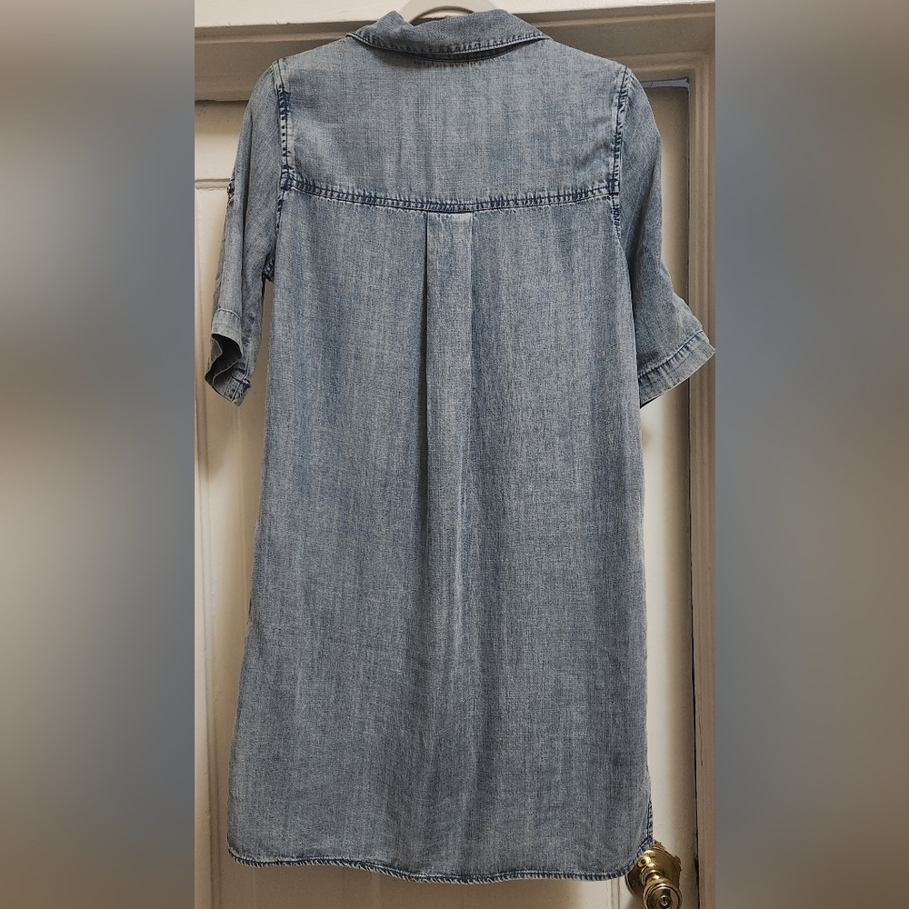 Velvet Heart Denim Shirt Dress 3/4 Sleeves With Pockets Size XS - Picture 3 of 8